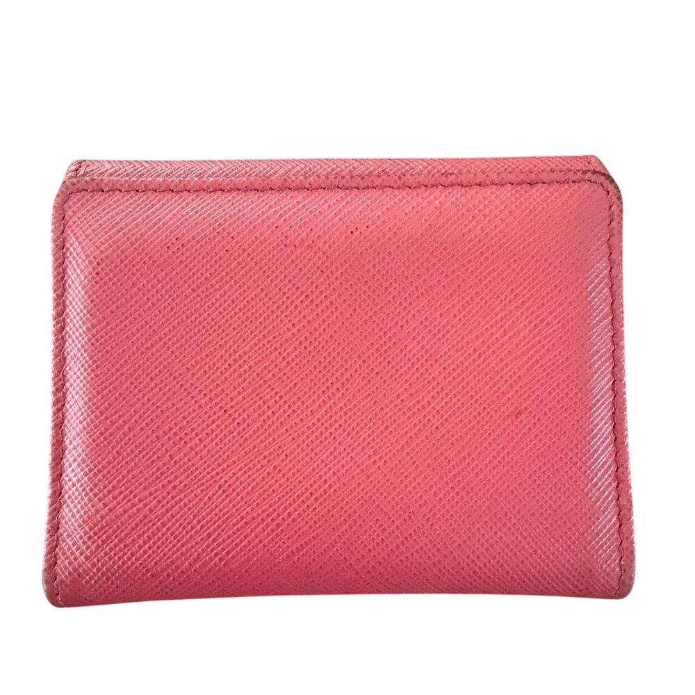 Prada Saffiano Leather Pink Compact Snap Wallet Authenticated - Picture 9 of 10